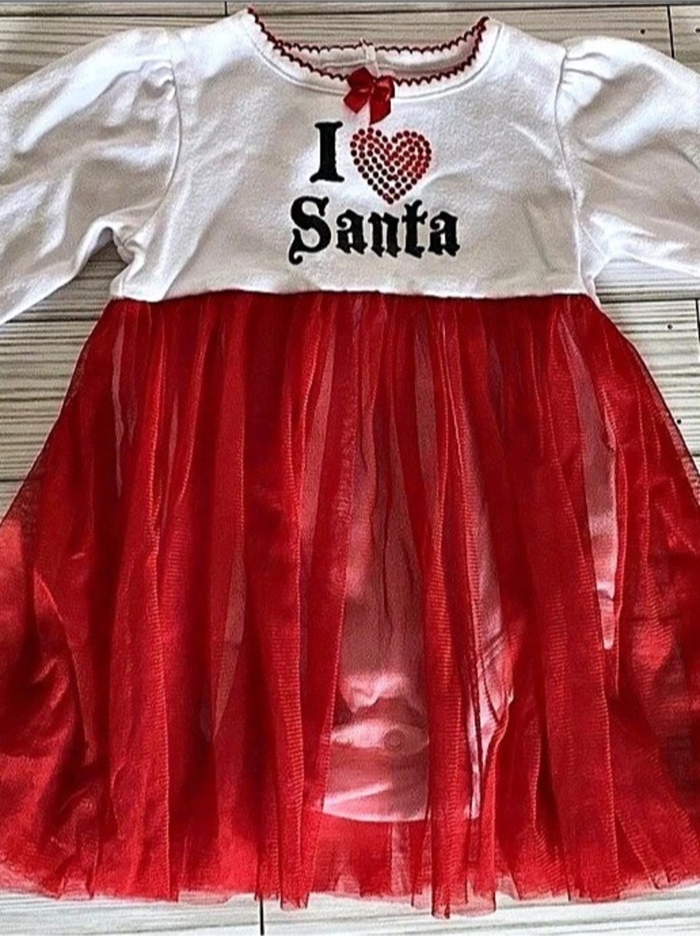 “I Heart Santa” babies dress/one Piece with Tulle